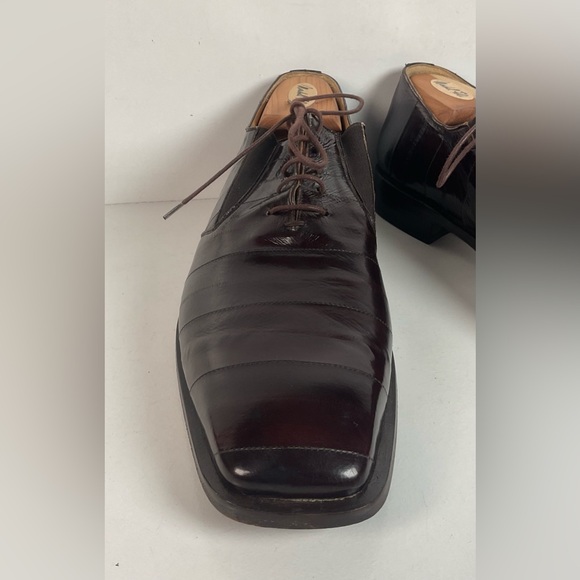 Mezlan Platinum Exotic Eel Skin Oxford Shoes 12 M Dark Mahogany Brown main image 12